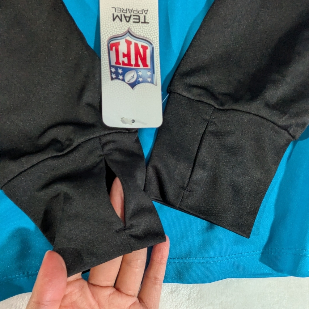 NFL Panthers Quarter Zip Long Sleeve With Thumb Holes TX3 Cool Size Large NWT - Picture 6 of 15